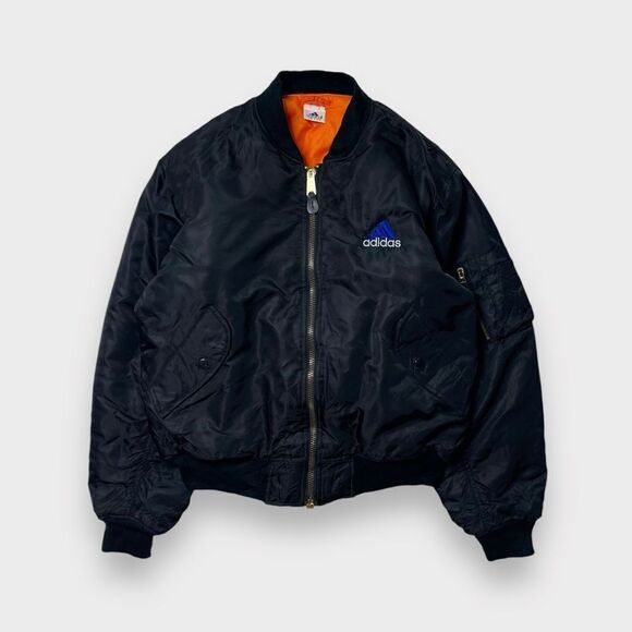 Vtg 90s BL adidas Reversible Logo Bomber Flight Jacket, Alpha MA-1 Heavyweight L - Picture 3 of 14